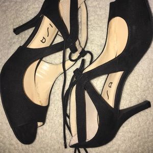 Unisa Black Lace Up Open-Toe Stiletto